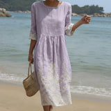 Saoirse - Round Neck Maxi Dress with Print