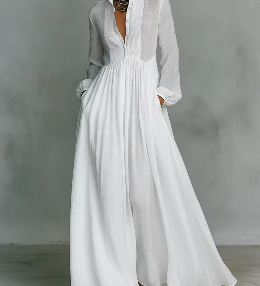 Bláthnaid - Flowing Button-Front Maxi Dress