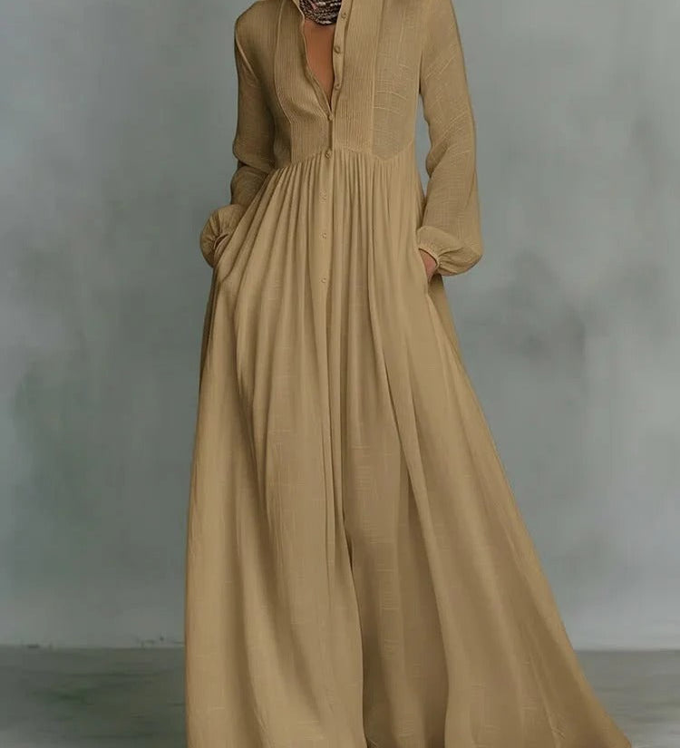 Bláthnaid - Flowing Button-Front Maxi Dress