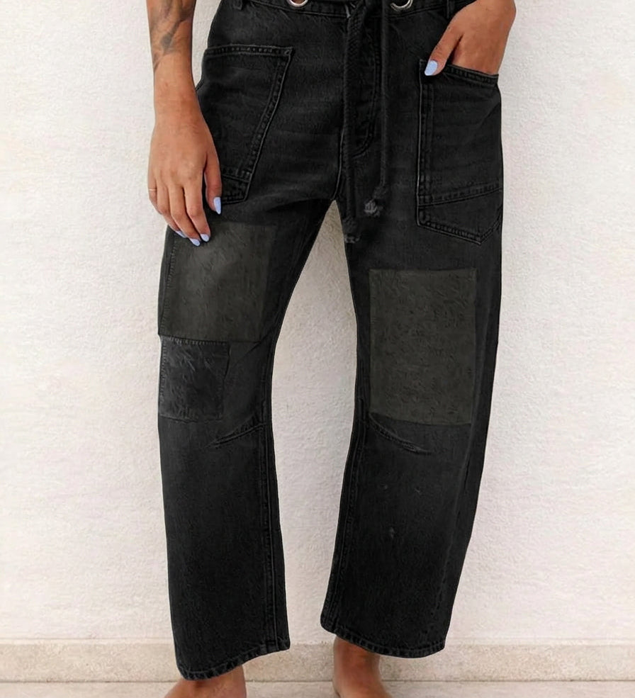 Clíona - Patchwork Drawstring Jeans