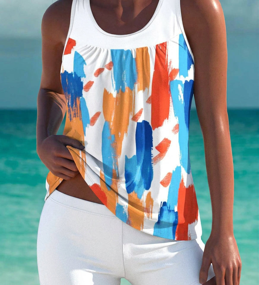 Fíona - Elegant tankini with tummy control effect and matching shorts