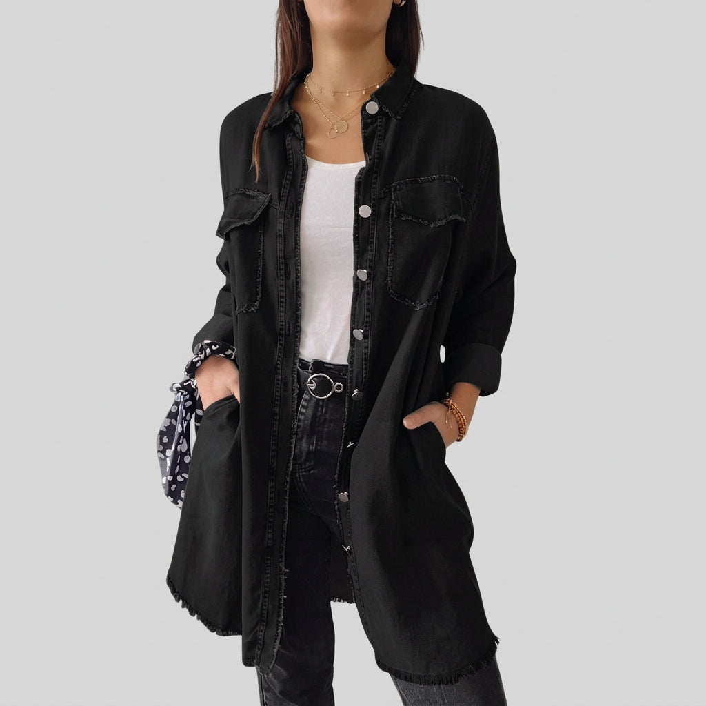 Laoise - Long Sleeve Denim Shirt Dress