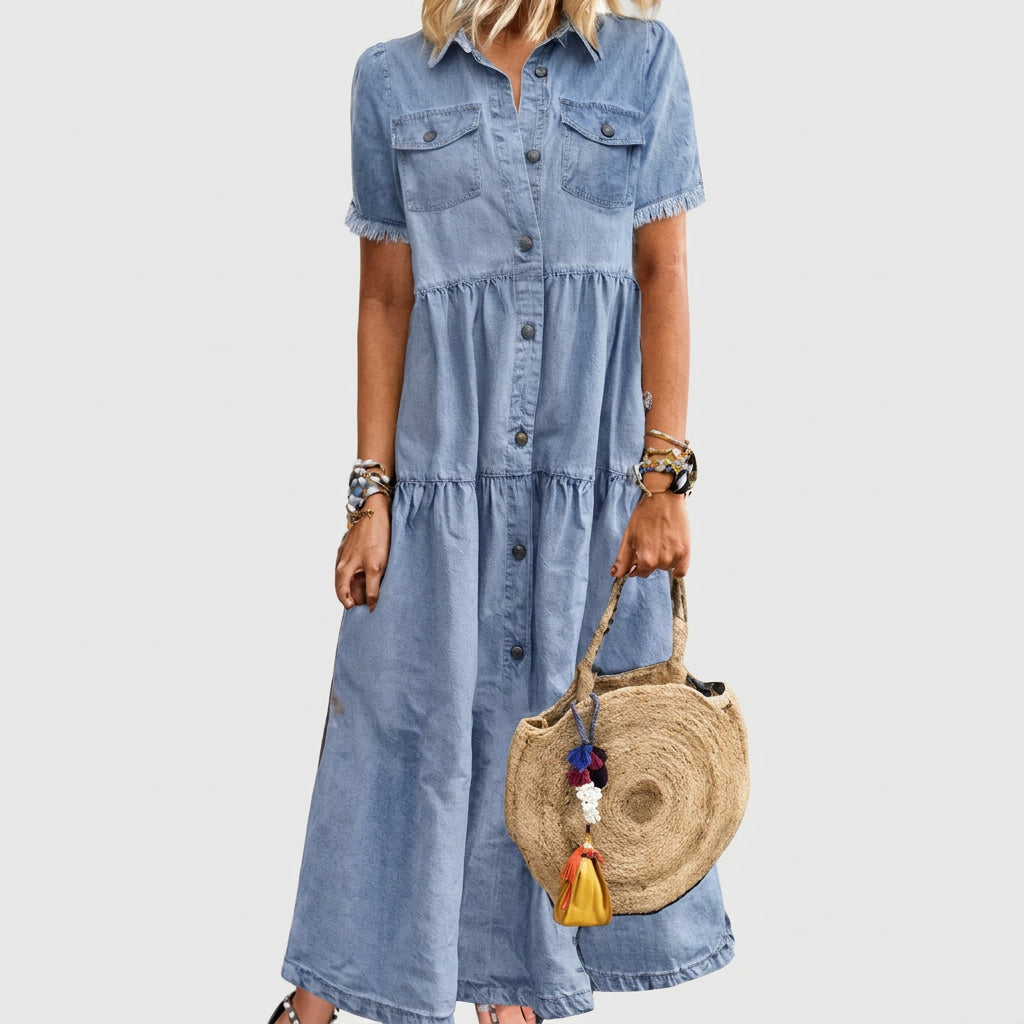 Ríoghnach - Long Buttoned Denim Dress