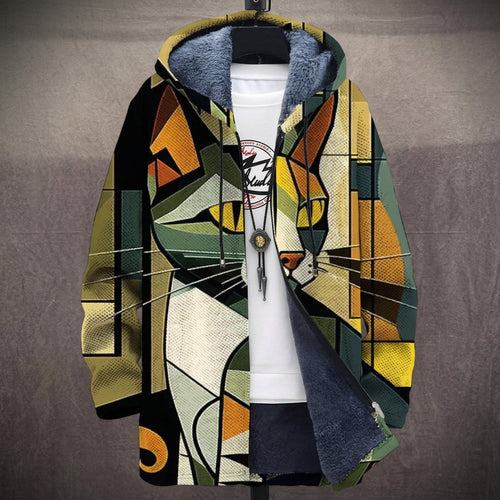 Síle - Olive Cubist Cat Print Jacket