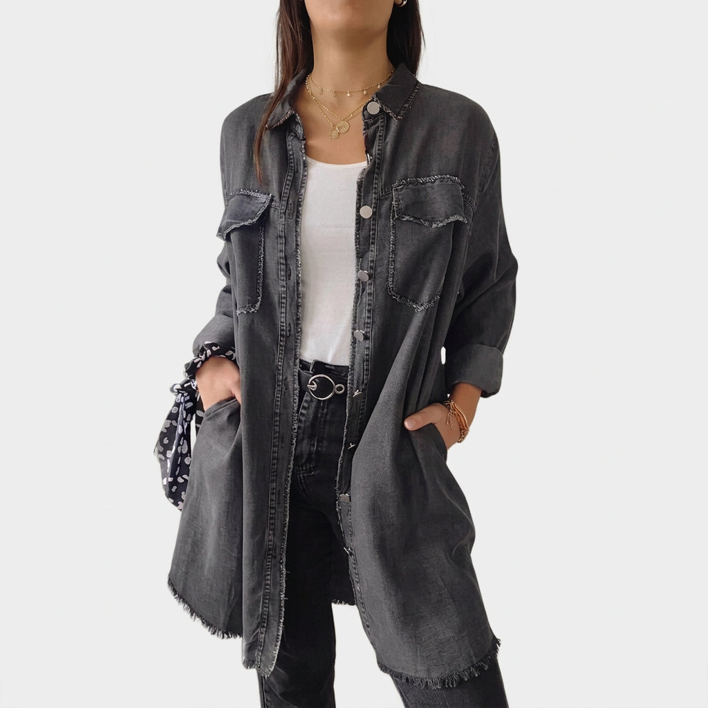 Laoise - Long Sleeve Denim Shirt Dress