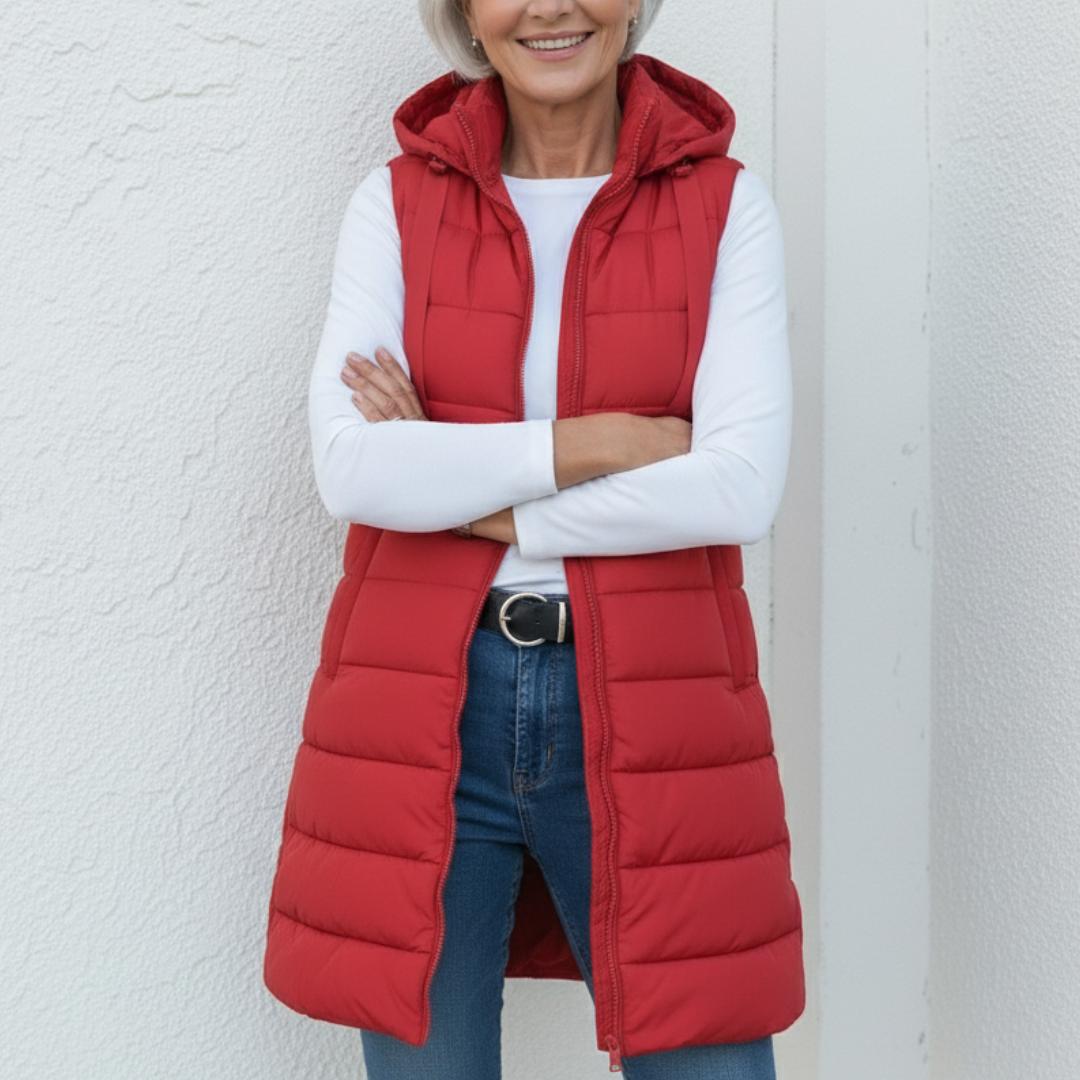 Clíodhna - Casual Sleeveless Hood Long Puffer Vest