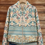 Gráinne - Vintage Botanical Zip-Up Cardigan