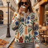 Úna - Botanical Garden Floral Zip-Up Cardigan
