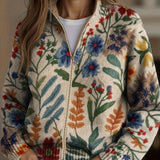 Úna - Botanical Garden Floral Zip-Up Cardigan