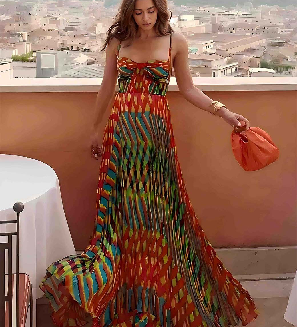 Fionnuala - Abstract Printed Maxi Dress